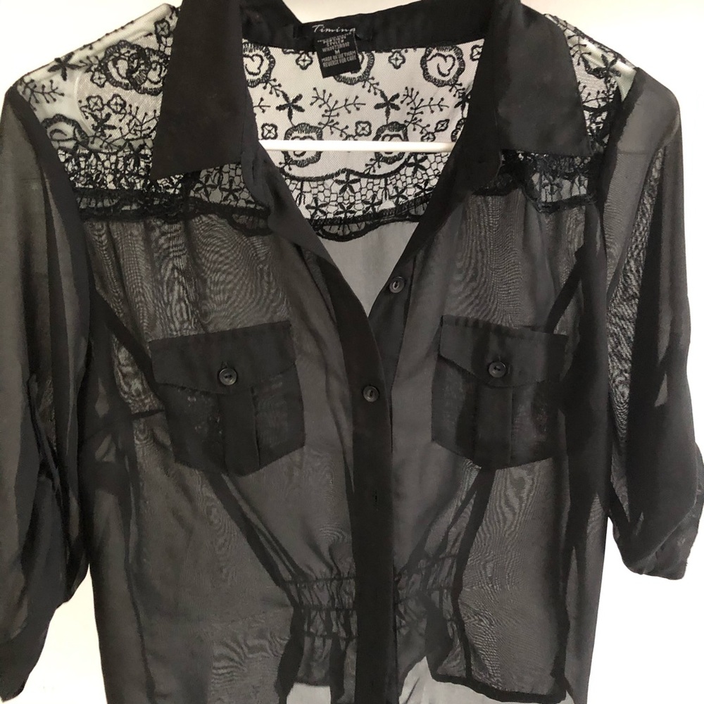 Transparent women blouse in black